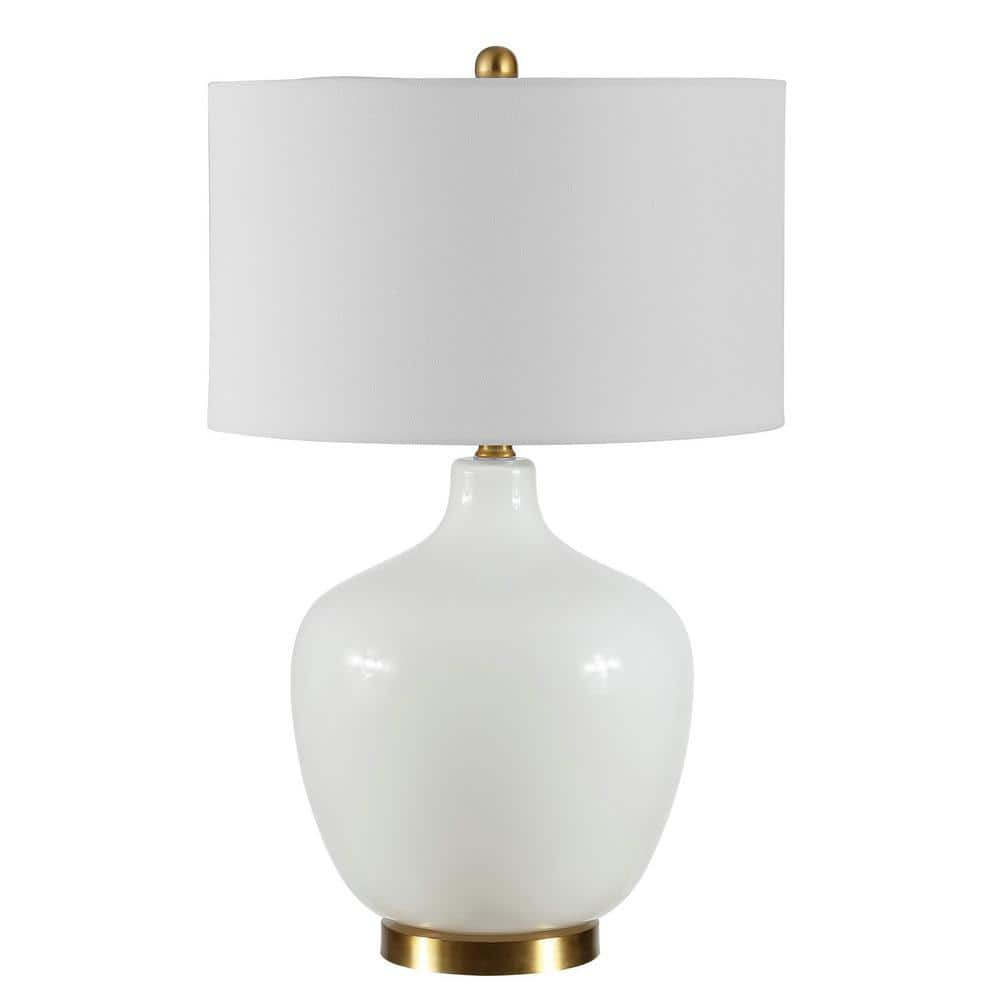 SAFAVIEH Eugenie 27 in. Solid Glass Table Lamp  Antique White