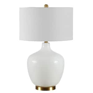 Eugenie 27 in. White Table Lamp with White Shade