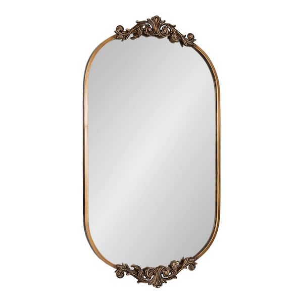 Kate and Laurel Arendahl 23.75 in. W x 41.00 in. H Gold Oval Traditional Framed Decorative Wall Mirror