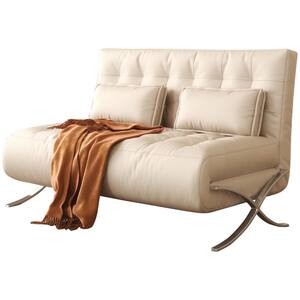 43.3 in. W Beige Technological Leather Sleeper Size 43.3 in. Sofa Bed