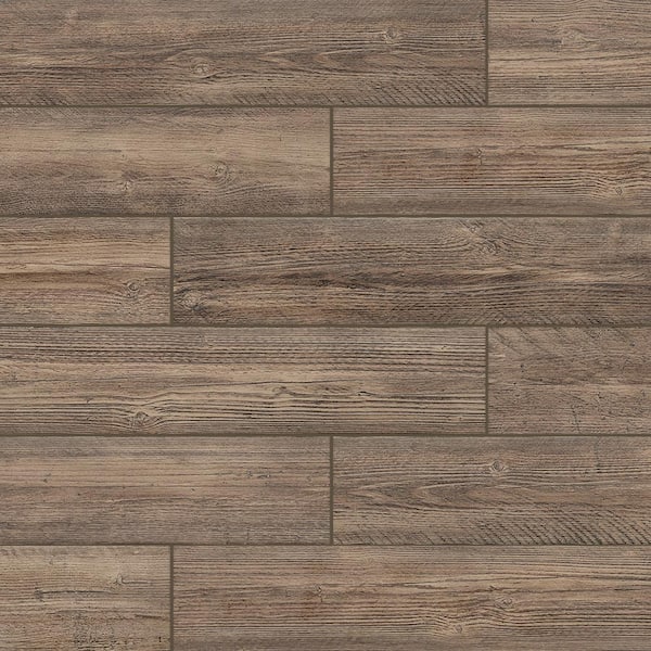 Florida Tile Home Collection Tahoe Cedar Brown 8 in. x 48 in. Porcelain Floor and Wall Tile (15.36 sq. ft./Case)