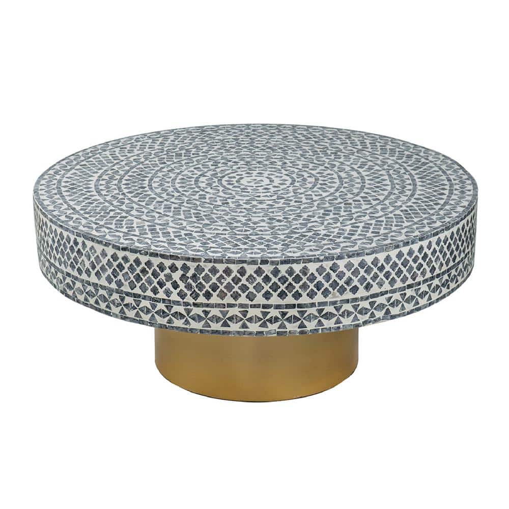35 in. Grey/Ivory/Gold Round MDF Coffee Table price history on PriceWatchPro
