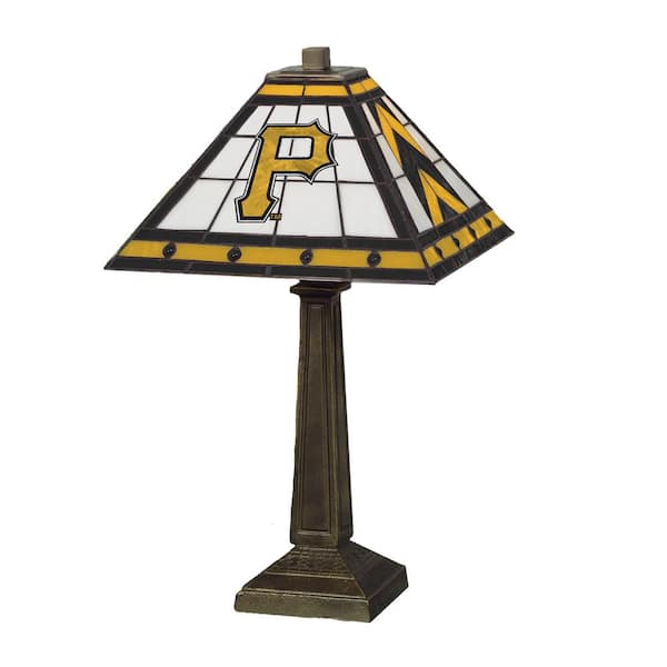The Memory Company MLB 23 in. Antique Bronze Stained Glass Mission Lamp- Pirates