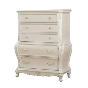 Chantelle Pearl White 5 Drawers 20 in. Wide Chest of Drawers