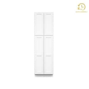 Easy-DIY 24 in. W x 24 in. D x 84 in. H in Shaker White Ready to Assemble Utility Kitchen Cabinets with 2-Doors