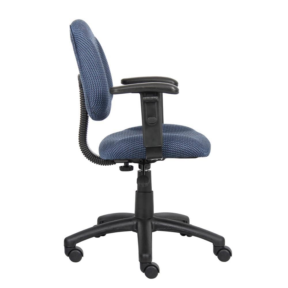 Elegant Blue Fabric Task Chair with Adjustable Arms and Swivel Base