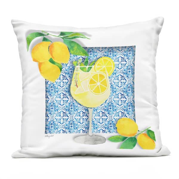 Mediterranean Limoncello Drink Blue Square Outdoor Throw Pillow