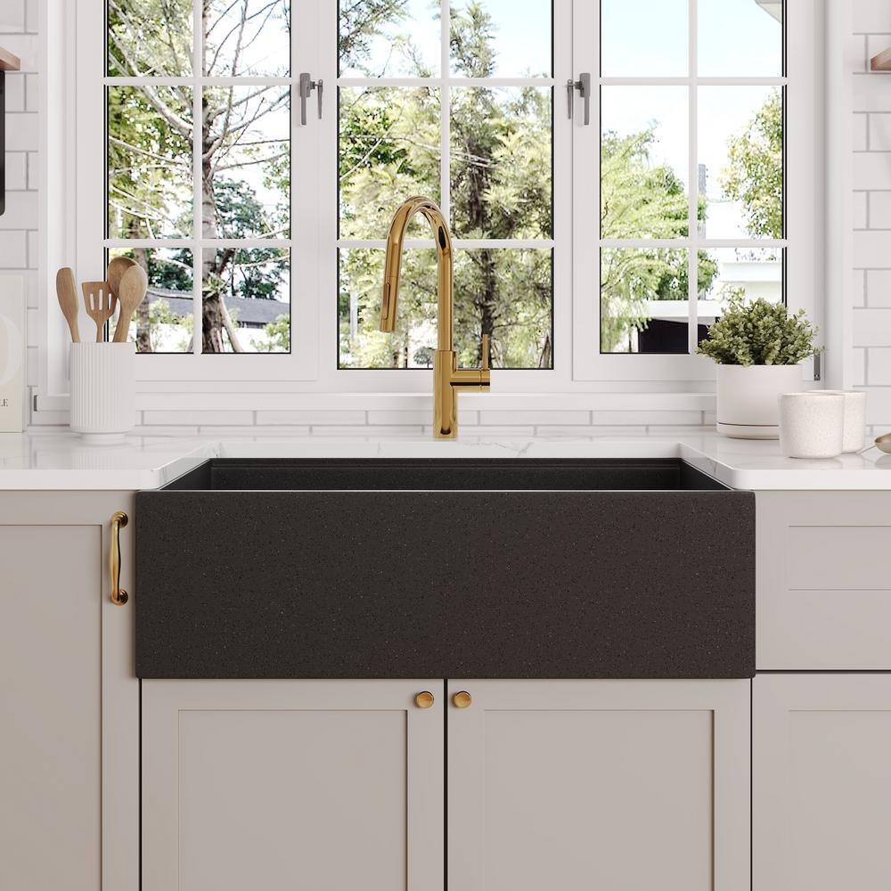 30-Inch Dark Brown Stainless Steel Farmhouse Drop-In Sink