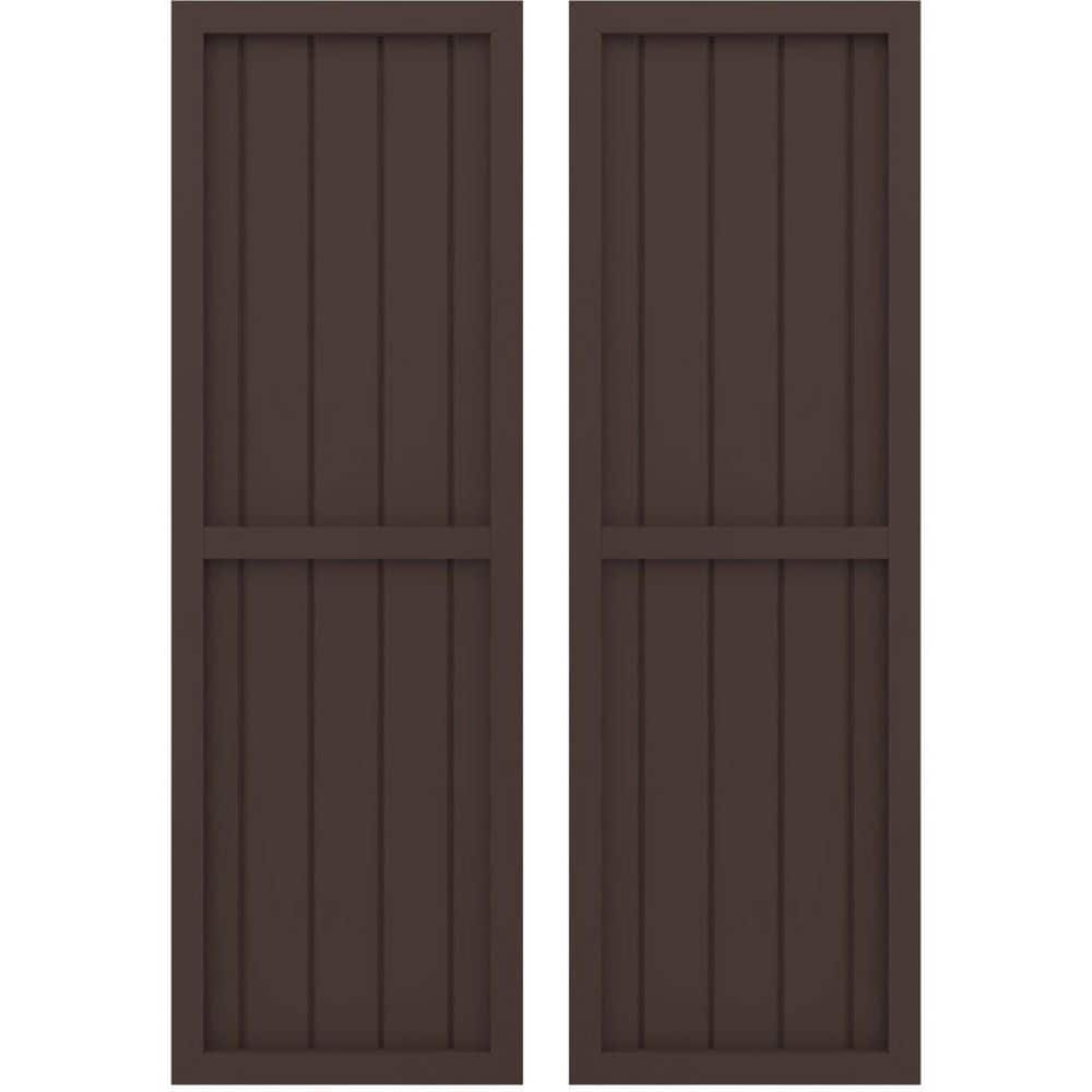 17-1/2-in W x 40-in H Americraft 5 Board Real Wood Two Equal Panel Framed Board and Batten Shutters Raisin Brown price history on PriceWatchPro