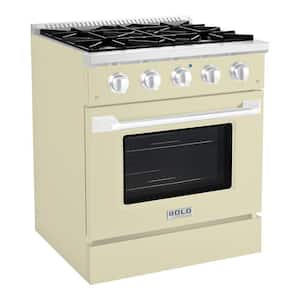 BOLD 30" 4.2 Cu. Ft. 4 Burner Freestanding All Gas Range with Gas Stove and Gas Oven in Off-White Family