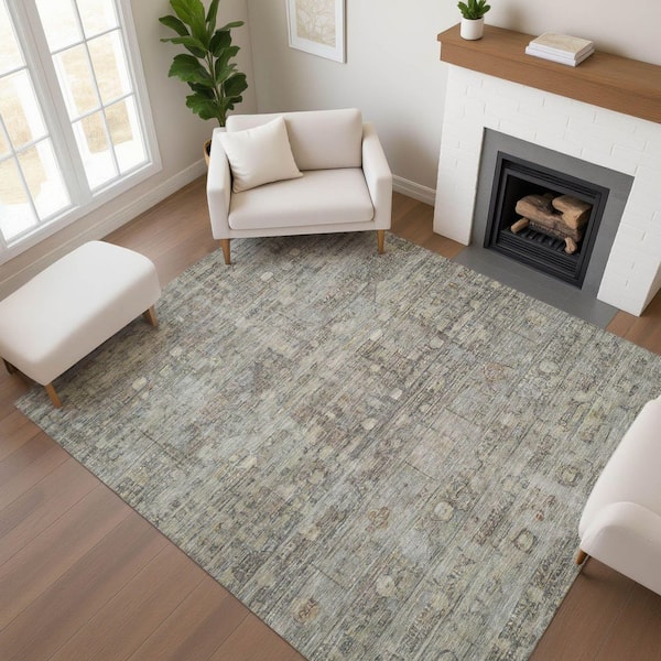 Mayfield Premium Machine Washable Abstract AMF1768 Taupe 5 ft. x 7 ft. 6 in. Area Rug