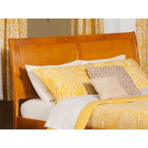 Portland Caramel Sleigh Solid Wood Slat Queen Headboard with Attachable Charger