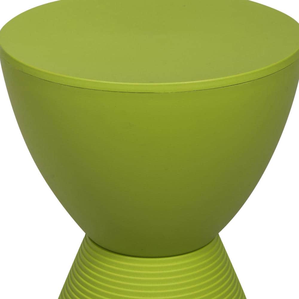 Modern Round Boyd Green Plastic Side Table with Ribbed Leg