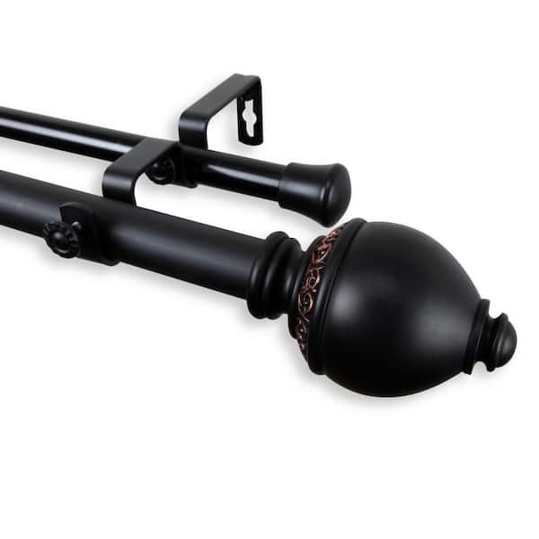Rod Desyne Ramona 160 in. - 240 in. Adjustable 1 in. Dia Double Curtain Rod in Black