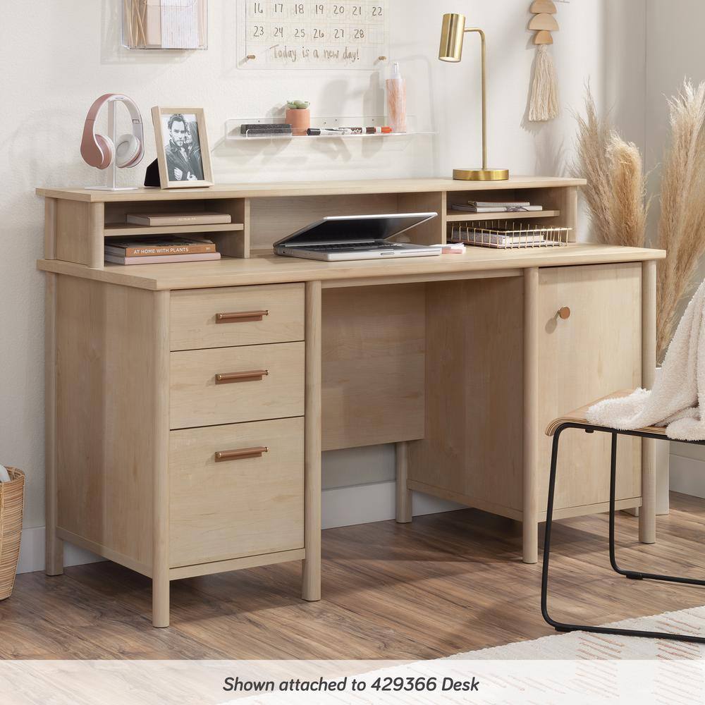 Natural Maple 60" Engineered Wood Desktop Hutch Organizer