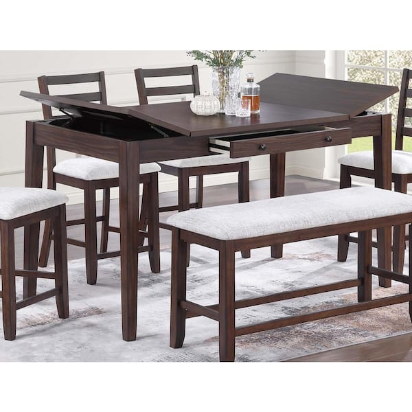 Noble House Bobbie Modern Dark Brown Wood Rectangle 4 Legs Dining Table ...