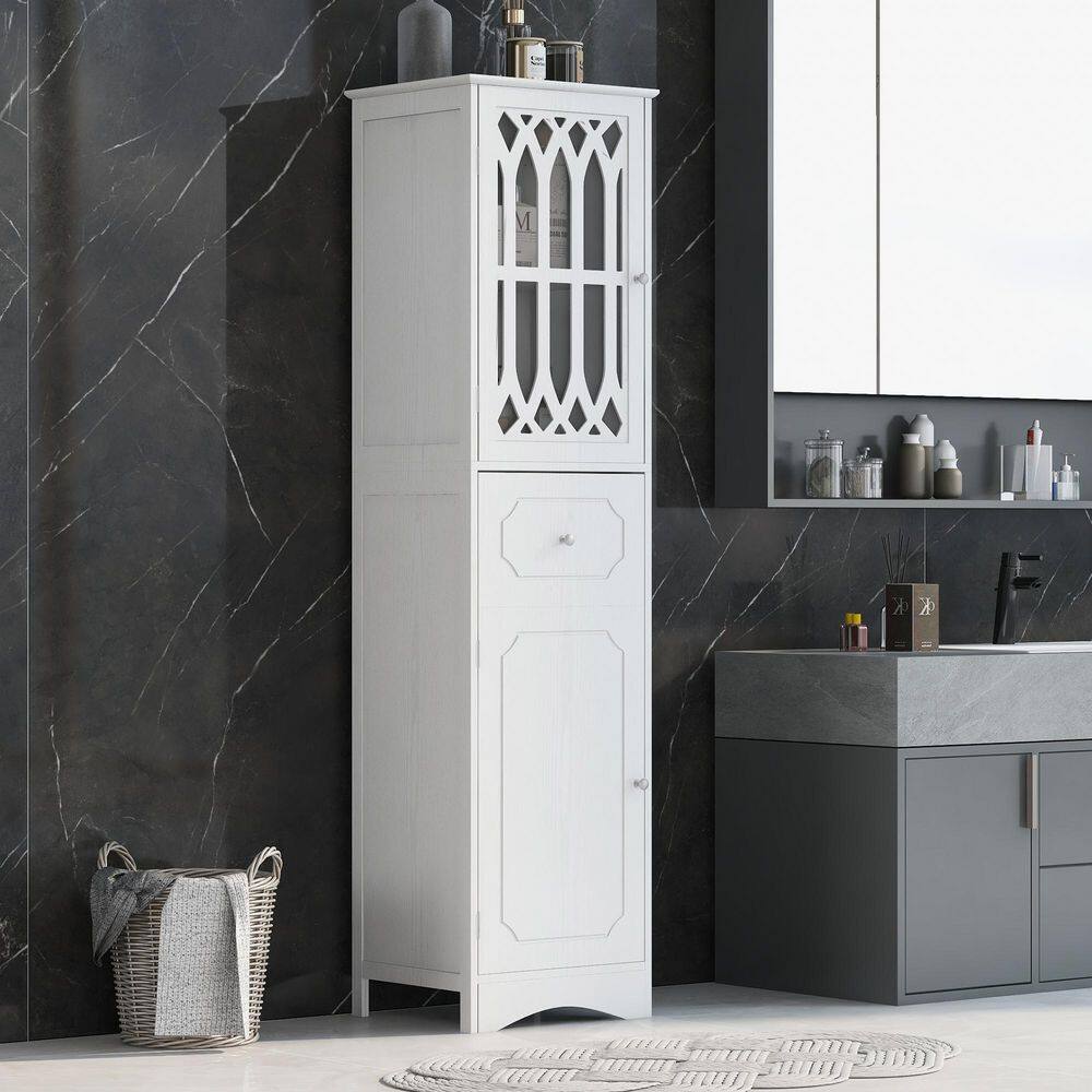 17 in. W x 14 in. D x 64 in. H White Freestanding Linen Cabinet price history on PriceWatchPro