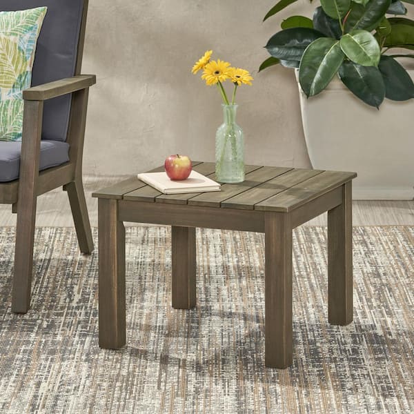 Unbranded Outdoor Patio Acacia Wood Square Outdoor Side Table for Patios, Backyards, Porches, Gardens, Poolside