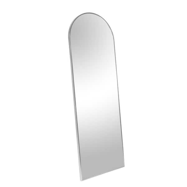 Unbranded Arched Silver Full Length Mirror 71 in. x 31 in. for bathroom, Full Body Mirror with Stand, Hanging or Leaning for Wall