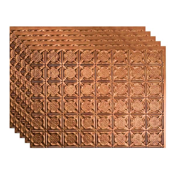 Fasade Traditional #6 18.25 in. x 24.25 in. Vinyl Backsplash Panel in Antique Bronze (5-Pack)
