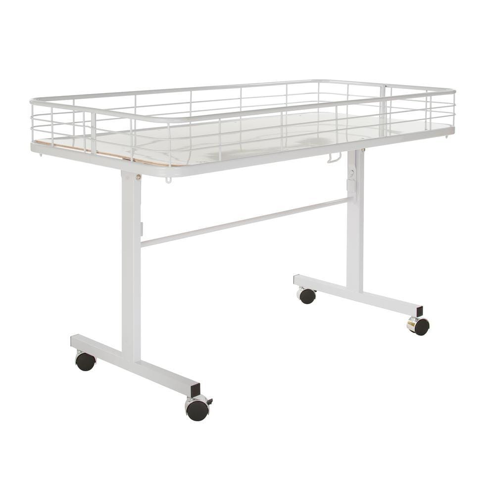 48 in. D x 24 in. W x 31 in. H White Metal Grid 4-Wheeled Folding Storage T