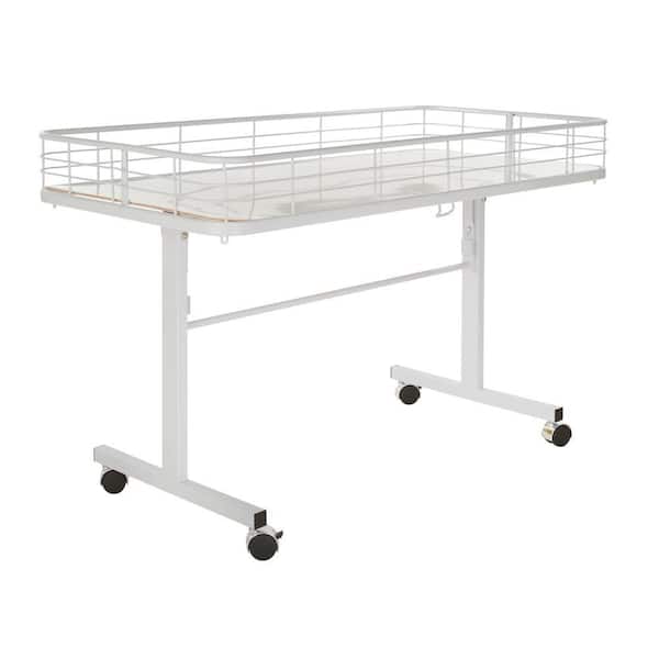 Econoco 48 in. D x 24 in. W x 31 in. H White Metal Grid 4-Wheeled Folding Storage Table