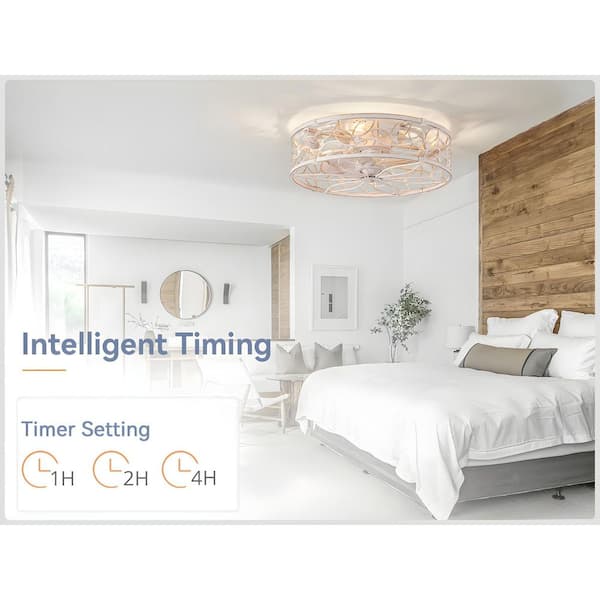 HINNIXY 18 in. Small Indoor White Gold Flush Mount Caged Ceiling