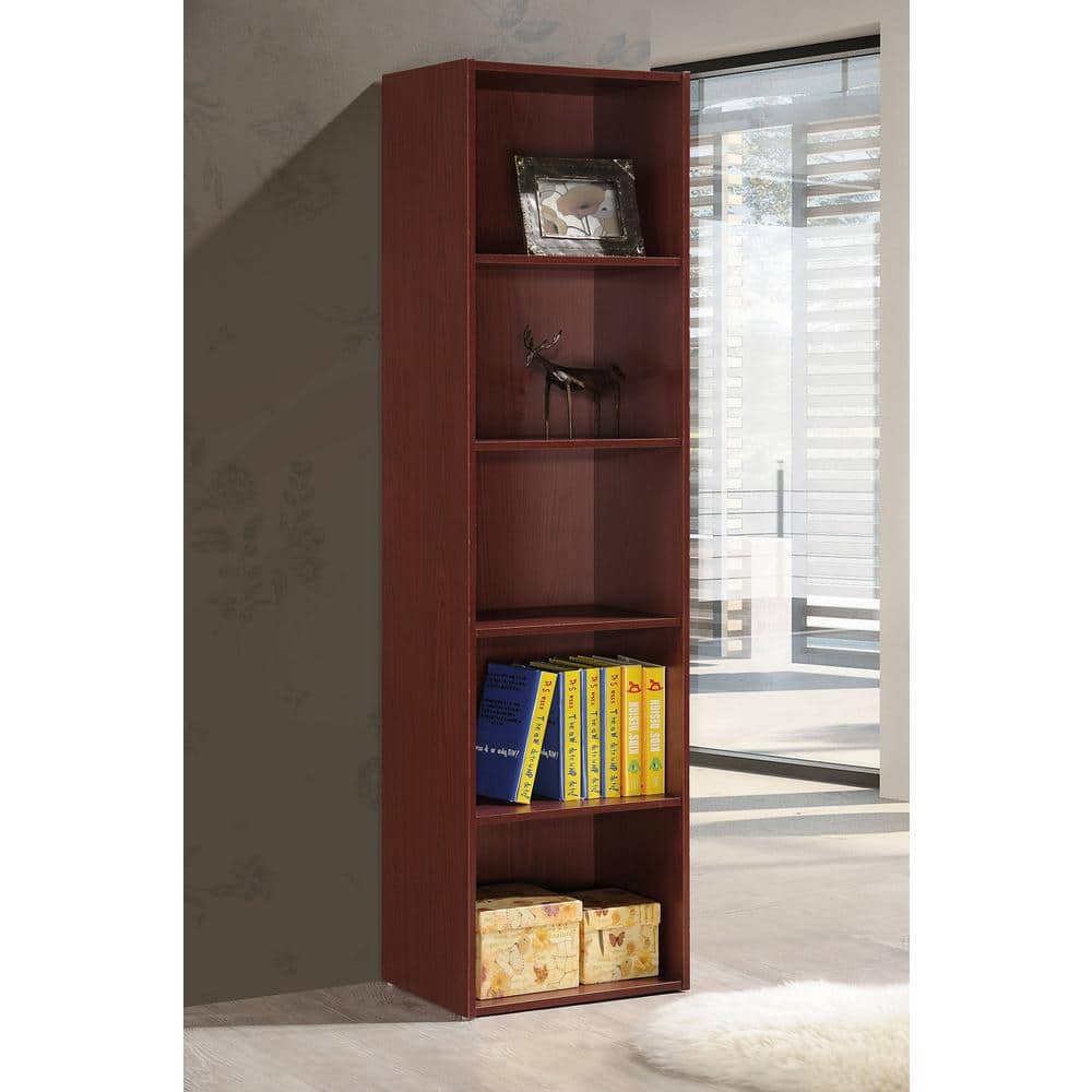 Kids' Playful Mahogany 5-Shelf Toy Organizer with Doors