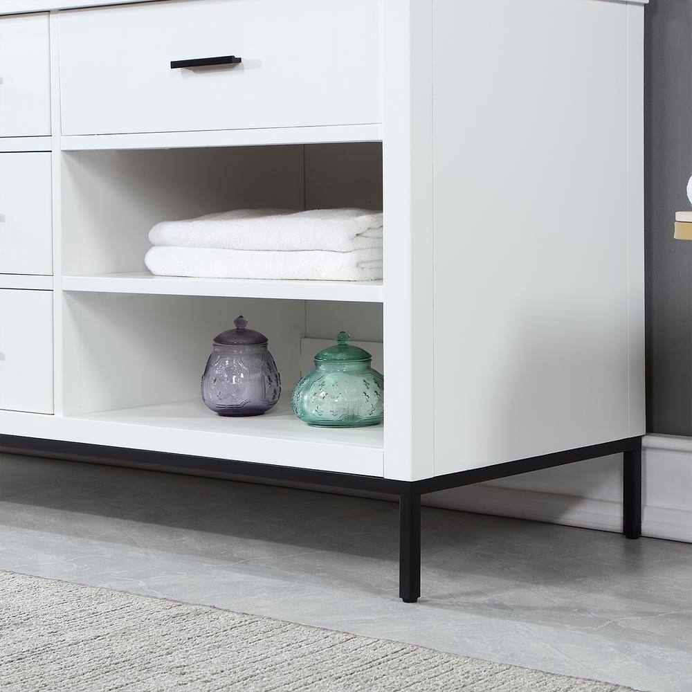 Kesia 72" Minimalist Double Bathroom Vanity with Carrara White Top