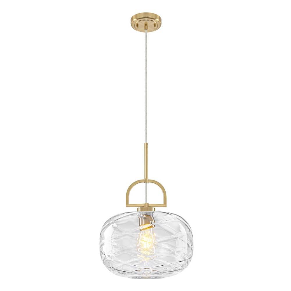 12 in. 1-Light Modern Gold Lantern Pendant Light with Clear Textured Glass Shade for Bedroom price history on PriceWatchPro
