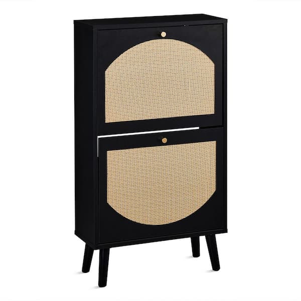 38. 58in. H x 21. 26in. W Black MDF Shoe Storage Cabinet