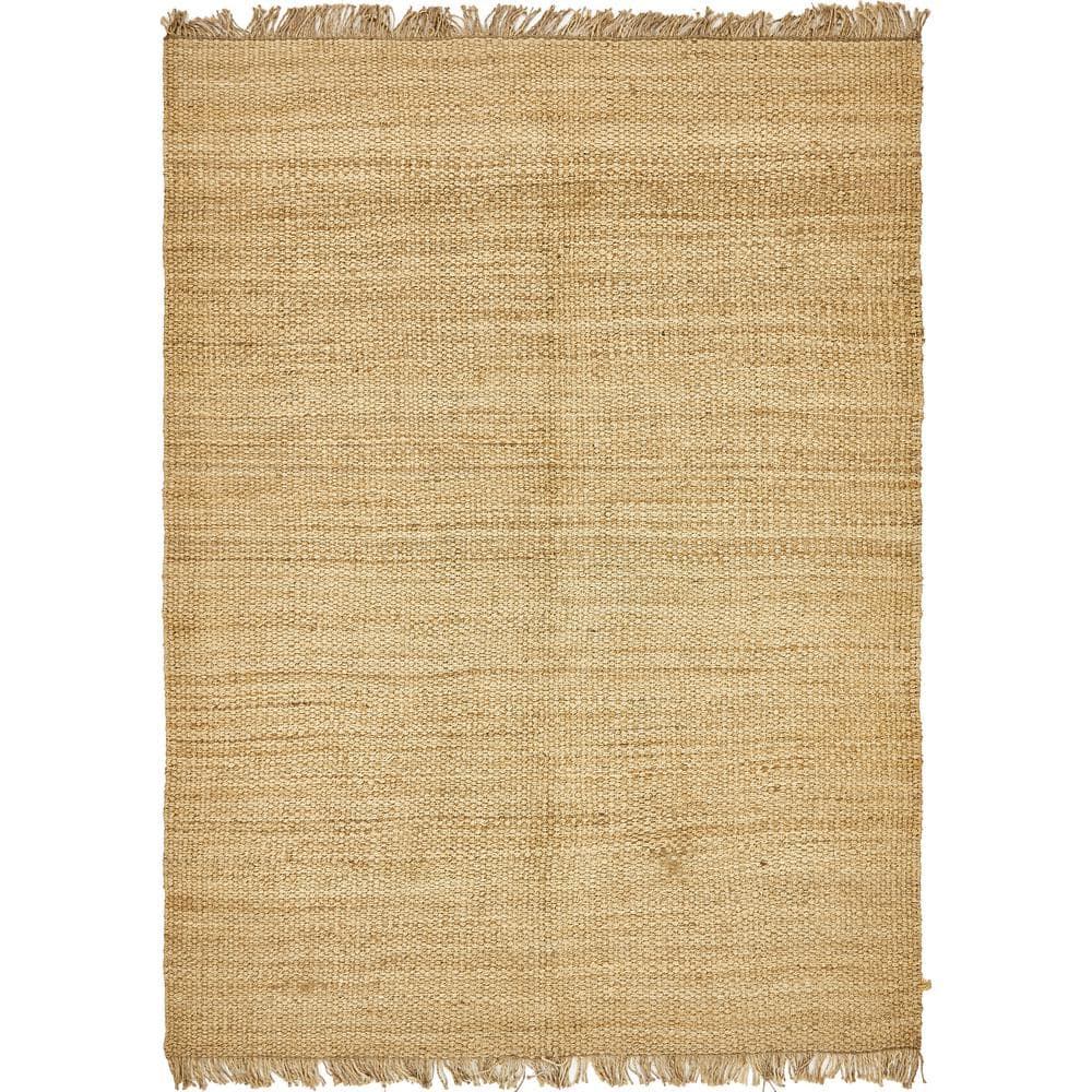 Eco-Friendly Tan Handwoven Jute 9' x 12' Area Rug