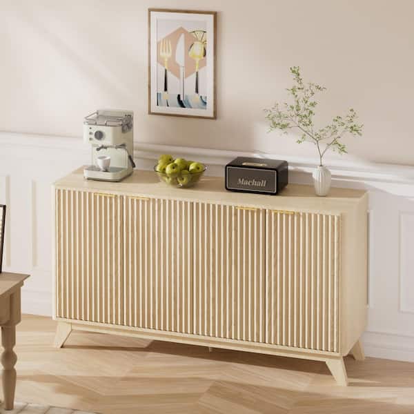 Oak 30 in. H Storage Sideboard Cabinet with 4-Doors