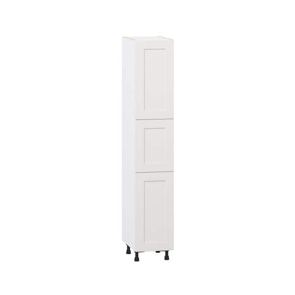 Roseland 15 in. W x 24 in. D x 84.5 in. H Assembled Shaker Pantry Kitchen Cabinet in Warm White with 4-Shelves