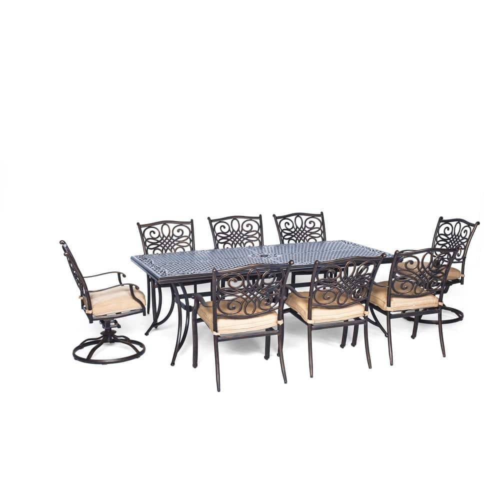 Hanover Traditions 9Pc Aluminium Rectangular Patio Dining Set with Six