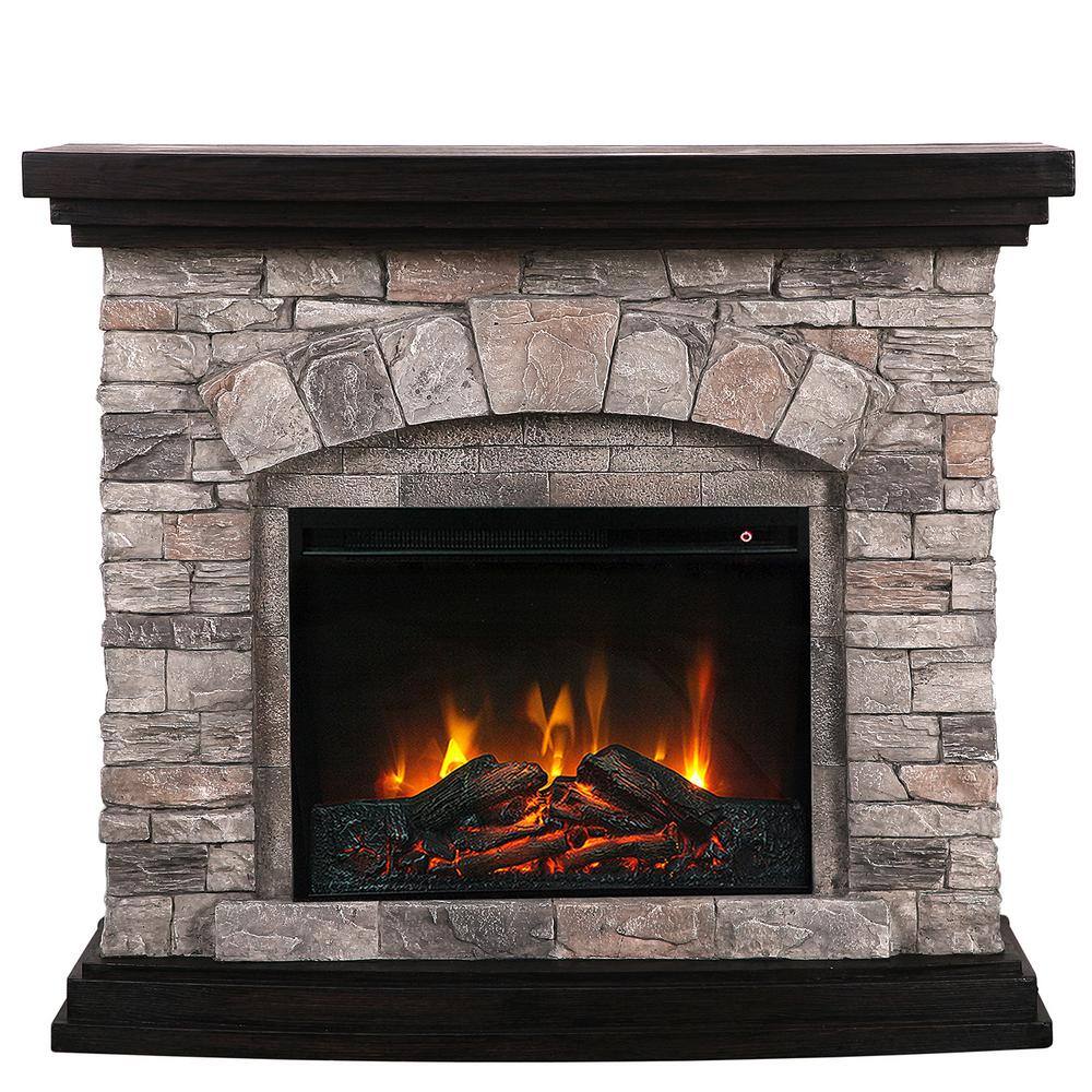 CASAINC Vintage 45 in. Freestanding Electric Fireplace in Gray CA