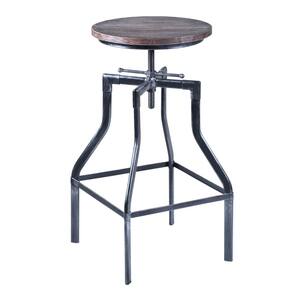 Concord Adjustable Bar Stool in Industrial Grey with Pine Wood Seat