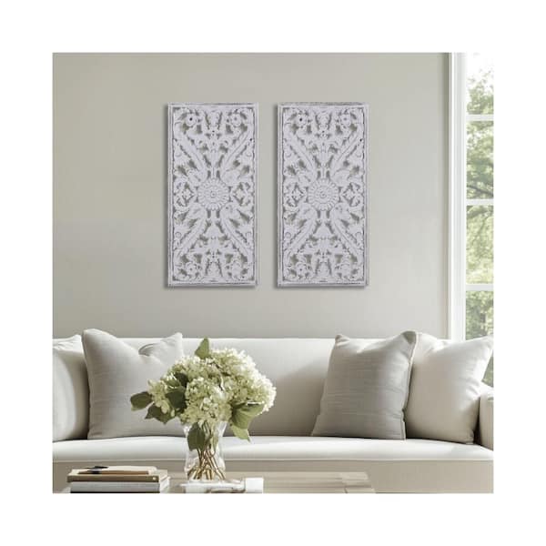 マディソンパーク ウォールパネル ダマスク柄 Damask Wood Panel Madison Park Damask Wood Panel 37.75 in. x 15.75 in. Wood 2
