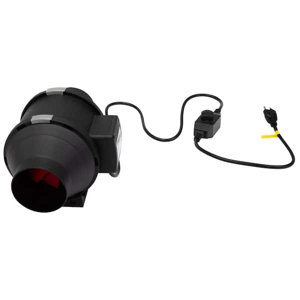 Unbranded 188 CFM 8.27 in. Black Red Inline Duct Ventilation Fan with Variable Speed Controller