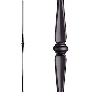 Round 44 in. x 0.625 in. Satin Black Single Knuckle Hollow Wrought Iron Baluster