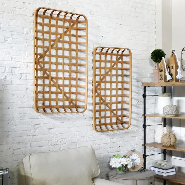 PRIVATE BRAND UNBRANDED Larkspur Paracel Brown Bamboo Decorative Trays (Set of 2)