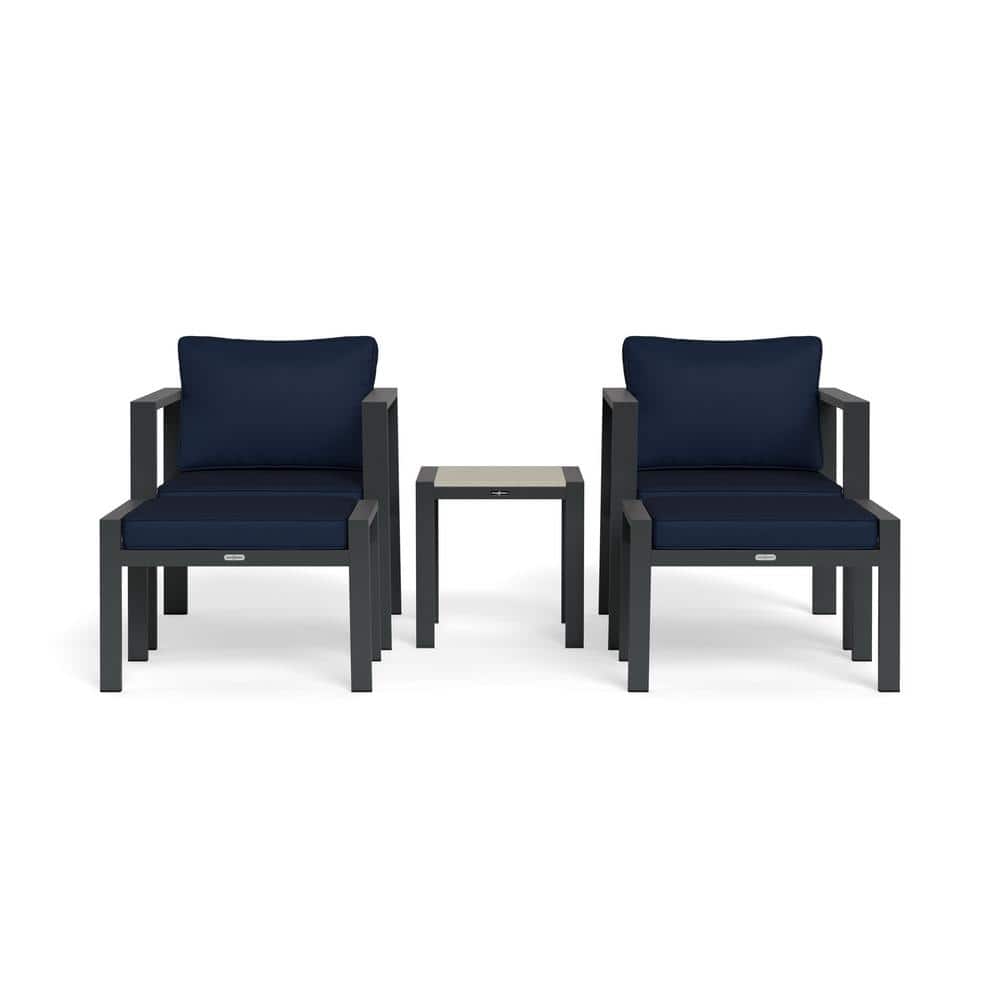 Lakeview Modern Navy Aluminum 5-Piece Outdoor Bistro Set