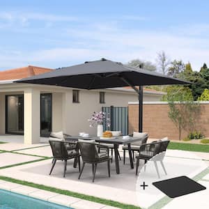 9 ft. x 12 ft. Aluminum Large Outdoor Cantilever 360° Rotation Patio Umbrella with Base Plate, Gray