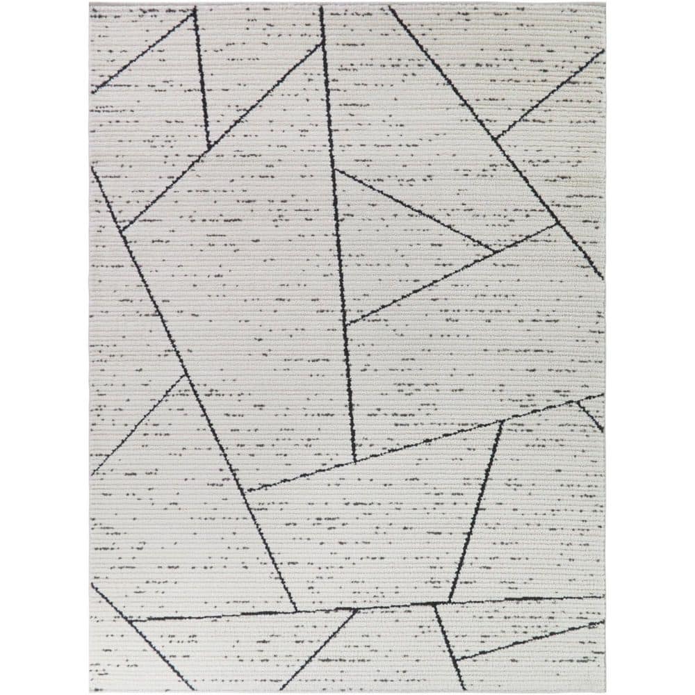 Berlinde Cream/Black 8 ft. x 10 ft. Textured Geometric Area Rug price history on PriceWatchPro