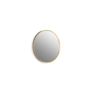 Essential 22 in. W x 22 in. H Round Framed Wall Mount Bathroom Vanity Mirror in Moderne Brushed Gold