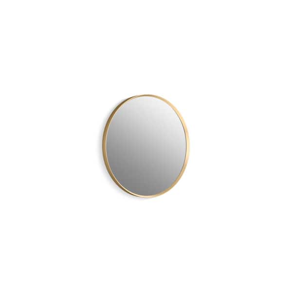 KOHLER Essential 22 in. W x 22 in. H Round Framed Wall Mount Bathroom Vanity Mirror in Moderne Brushed Gold