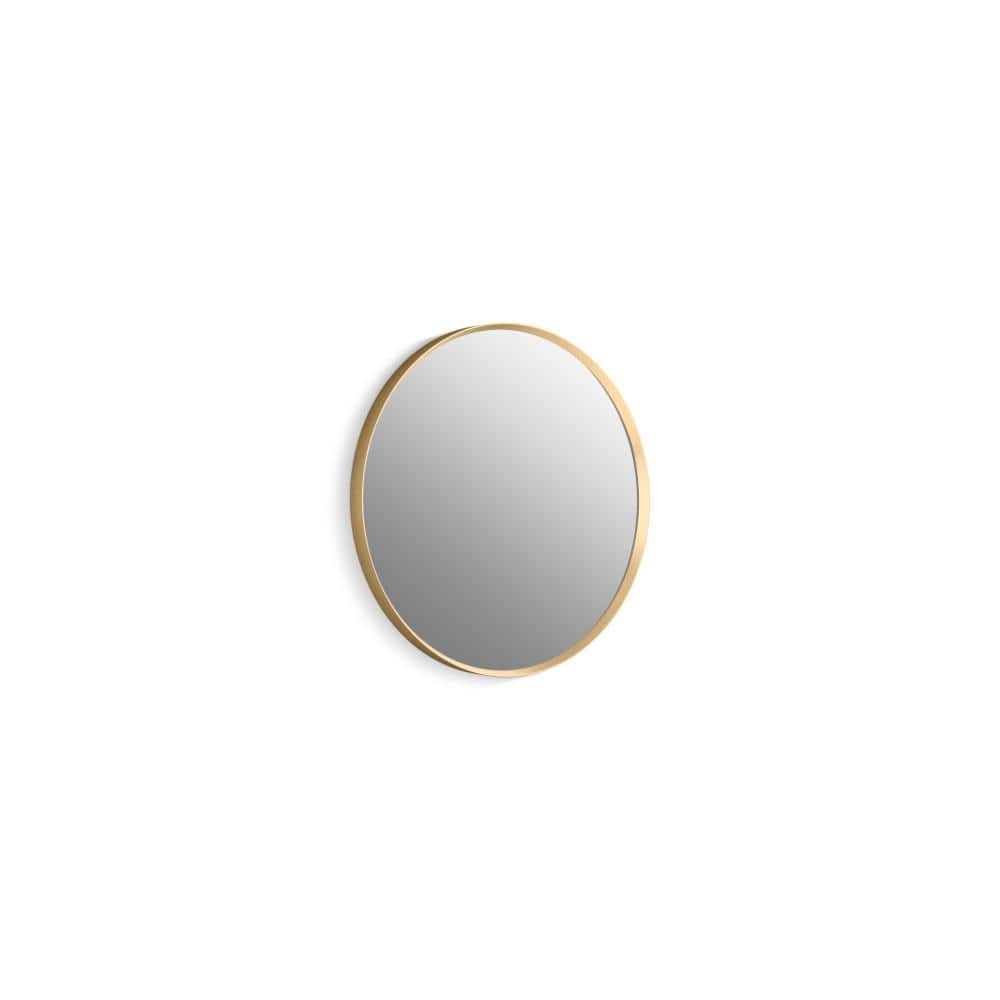 Moderne Brushed Gold 22" Round Bathroom Vanity Mirror