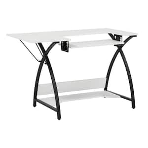 Comet Collection 45.5 in. W x 23.5 in. D PB Craft Sewing Table in White with Black Frame