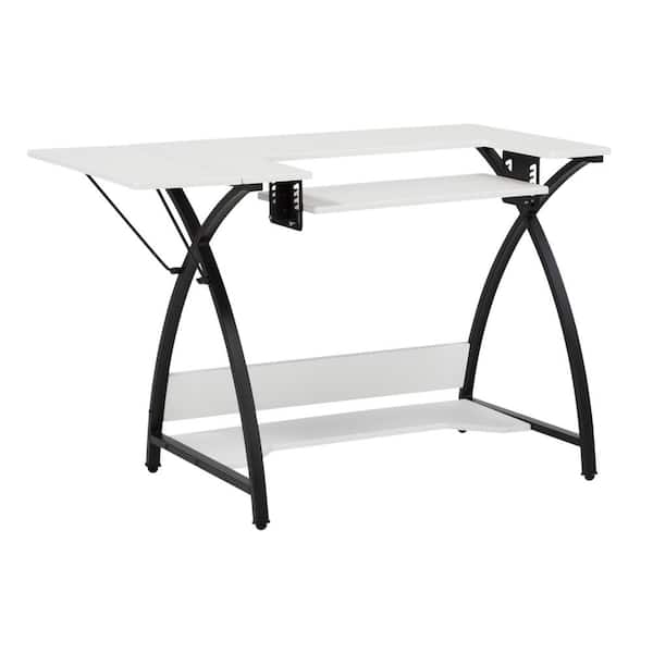 Sew Ready Comet Collection 45.5 in. W x 23.5 in. D PB Craft Sewing Table in White with Black Frame