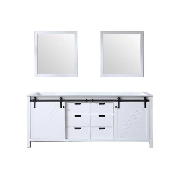 Lexora Marsyas 80 in W x 22 in D White Double Bath Vanity and 30 in Mirrors